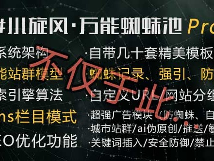 小旋风·万能蜘蛛池站群 Pro2.95 正版授权码+程序